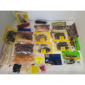 Vtg Soft Plastic Fishing Lure Lot 24 Bags Storm WildEye Berkley Yamamoto Kinami
